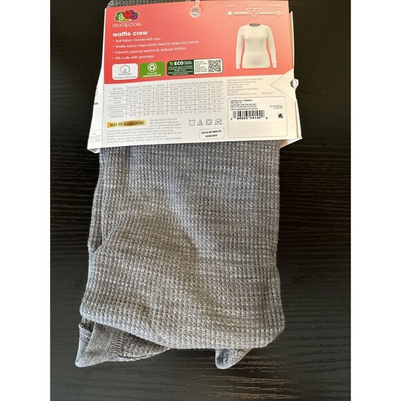 Fruit of the Loom Womans Waffle Eversoft Crew Thermal Gray Shirt Size XL NWT - Picture 4 of 6